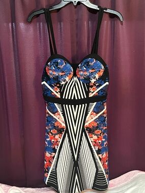 Material Girl Black Abstract Mini Dress